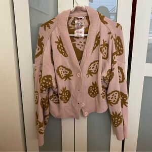 Reversible Strawberry Patterned Pink Sweater